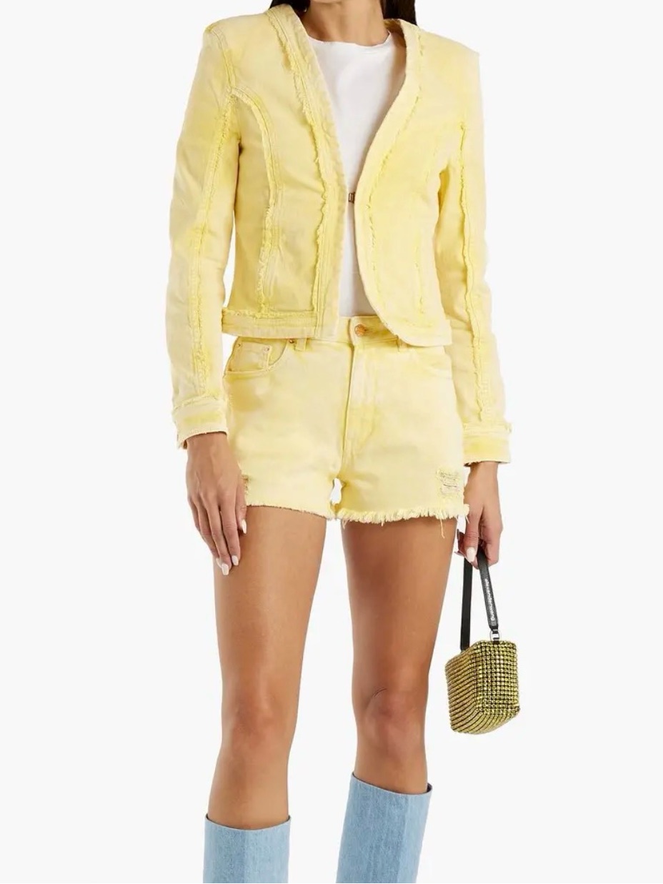 Matching Set - Retrofete Yellow Denim Jacket (Sz Medium) & Suzi Shorts (Sz 28)